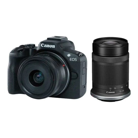 Фотоапарат із двома змінними об'єктивами Canon EOS R50 Kit RF-S 18-45mm IS STM + RF-S 55-210mm IS STM Black (5811C034)