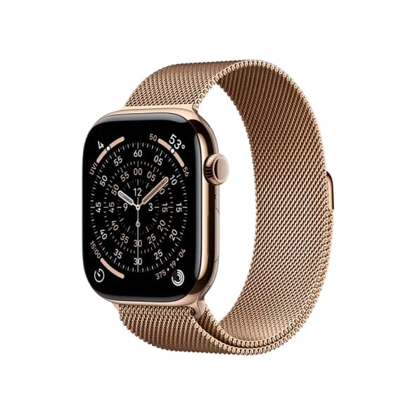 Смарт-годинник Apple Watch Series 11 GPS + Cellular 46mm Gold Tit. Case w. Gold Milanese Loop - M/L (MFD84)