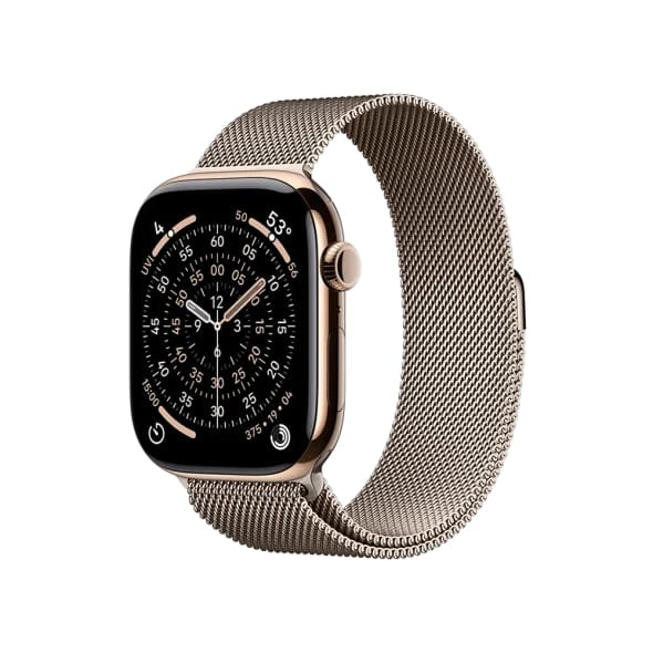 Смарт-годинник Apple Watch Series 11 GPS + Cellular 46mm Gold Tit. Case w. Natural Milanese Loop - S/M (MFC34+MGJ24)
