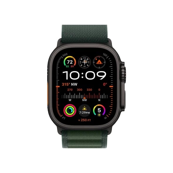Смарт-годинник Apple Watch Ultra 2 GPS + Cellular 49mm Black Titan. Case w. Dark Green Alpine Loop - Small (MX4Q3)