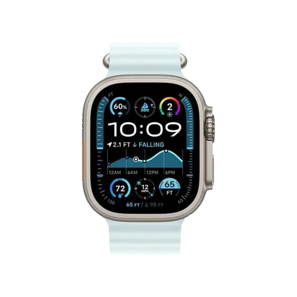 Смарт-годинник Apple Watch Ultra 2 GPS + Cellular 49mm Natural Titanium Case w. Ice Blue Ocean Band (MYT03+MXTF3)