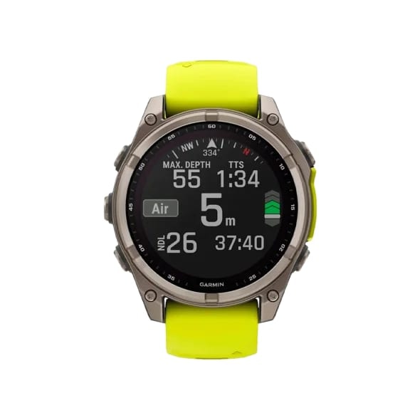 Смарт-годинник Garmin Fenix 8 47mm Solar Sapphire Titanium w. Amp Yellow/Graphite Silicone Band (010-02906-20/21)