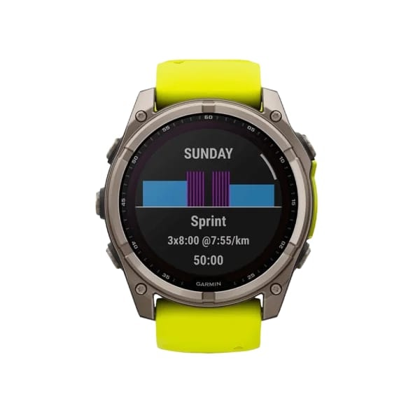 Смарт-годинник Garmin Fenix 8 51mm Solar Sapphire Titanium w. Amp Yellow/Graphite Silicone Band (010-02907-20/21)