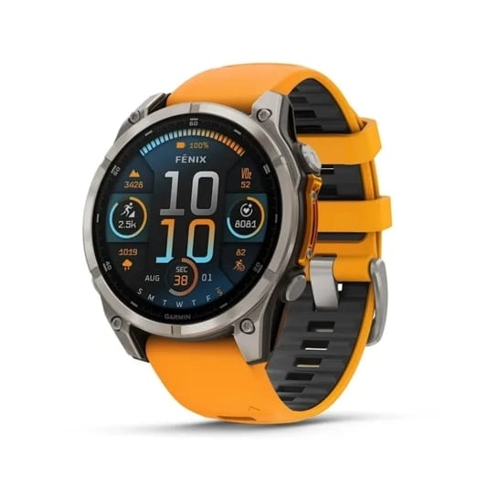 Смарт-годинник Garmin Fenix 8 AMOLED 47mm Sapphire Titanium with Spark Orange/Graphite Silicone Band