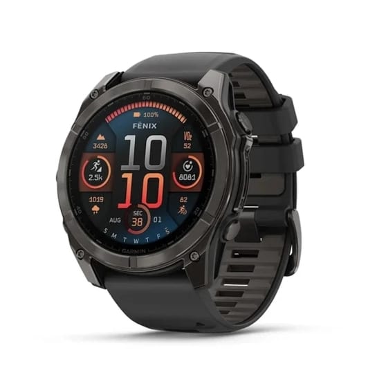 Смарт-годинник Garmin Fenix 8 AMOLED 51mm Sapphire Carbon Grey DLC with Black/Pebble Grey Silicone Band