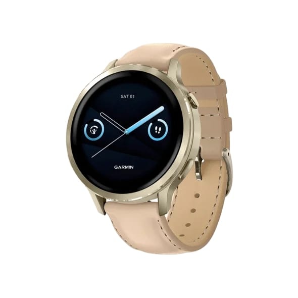 Смарт-годинник Garmin Venu 4 41 mm Lunar Gold with Light Sand Leather Band (010-03013-03)